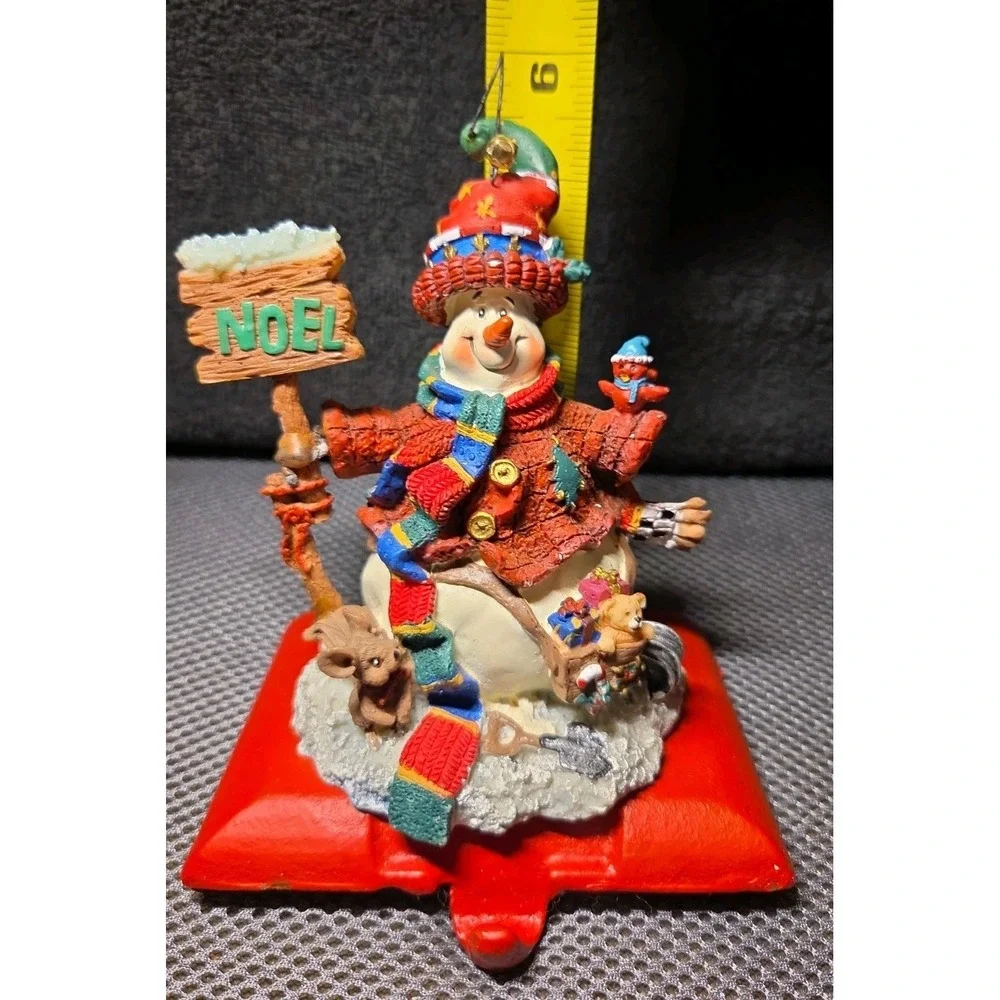 Snowman Cast Iron Base Stocking Hanger Christmas Decor